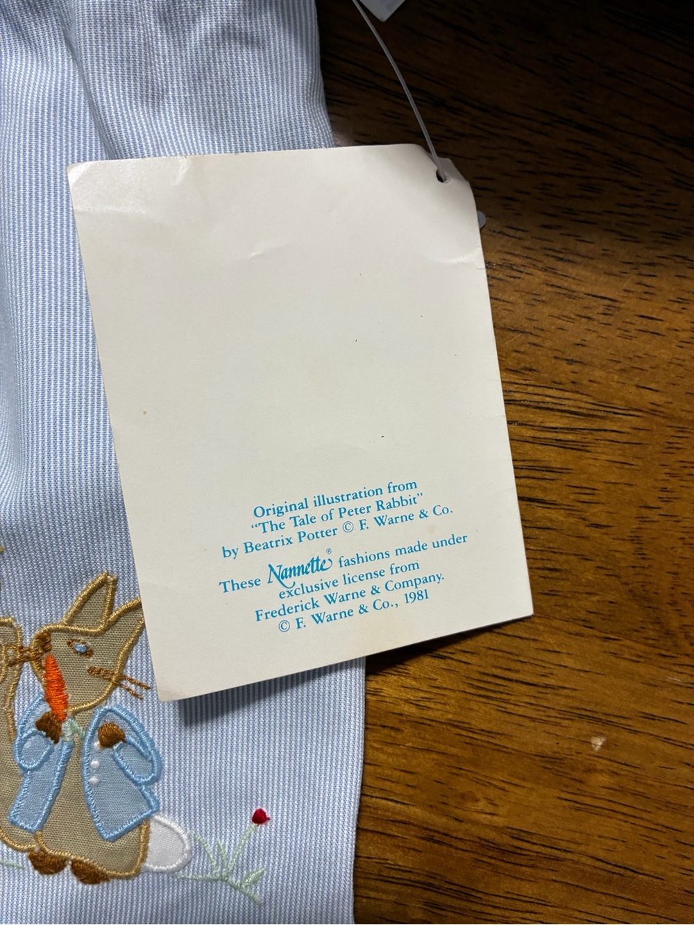 Nannette Light Blue Peter Rabbit Embroidered Romper with Matching Hat - Picture 7 of 8